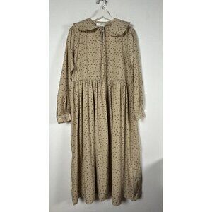 Olive Women's Contemporary Maxi Dress Pleated Long Sleeve Ruffle Tie Neck Yellow